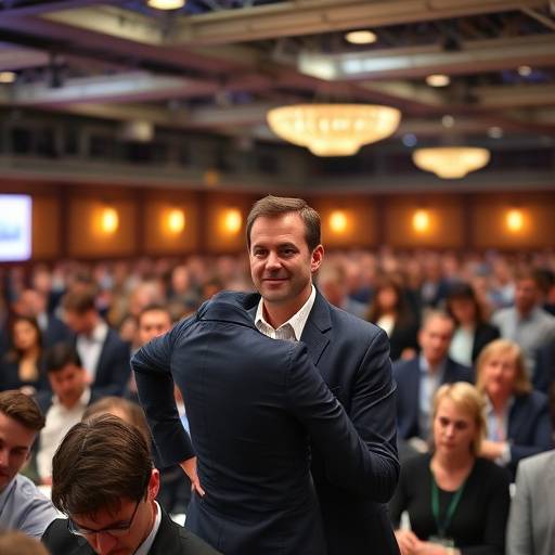 Image d'une personne présentant avec assurance devant un grand public lors d'une conférence à Paris.