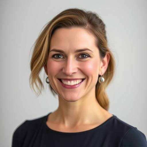 Portrait d'Isabelle Moreau, fondatrice de l'Académie Éloquence, souriante et professionnelle.