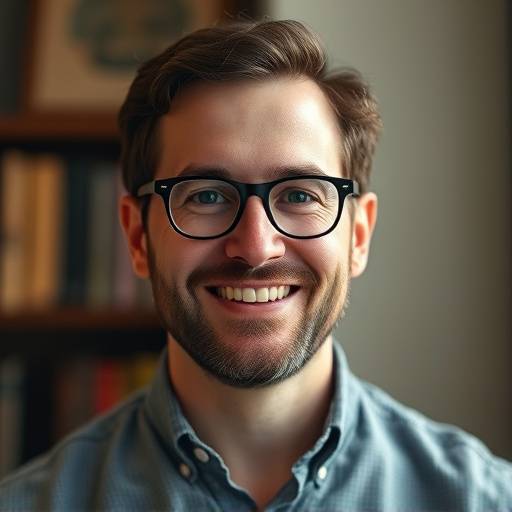 Portrait de Marc Girard, professeur de rhétorique et d'argumentation, portant des lunettes et un sourire amical.